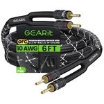 GearIT 10AWG Speaker Cable Wire with Gold-Plated Banana Tip Plugs (6 Feet) in-Wall CL2 Rated, Heavy Duty Braided, 99.9% Oxygen-Free Copper (OFC) - Black, 6ft