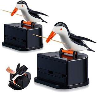 Suclain 2 Pieces Woodpecker Toothpick Holder Bird Toothpick Dispenser Bird Shape Toothpick Case Cute Funny Toothpick Box for Kitchen (White and Black)