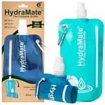 HydraMate Collapsible Water Bottle - 750ml, BPA Free. Lightweight, Foldable, Roll Up, Squeezable Pouch, Carabiner Clip - Perfect for Travel, Festivals, Hiking, Camping. 2 Pack