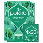 Pukka Herbs Three Mint Herbal Tea, Caffeine Free, 80 Tea Bags