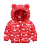 Happy Cherry Baby Boys Girls Hooded Coat Winter Lightweight Down Jacket Packable Cotton Coat for Skiing Red 6-12 Months