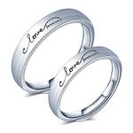 CPSLOVE 925 Sterling Silver Couple Ring, "love forever" Wedding Rings, Adjustable Size, Elegant engagement ring, Open ring