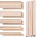 Swpeet 160Pcs OD 1/8" 3/16" 1/4" 5/16" 3/8" Length 6Inch/150mm Dowel Rods Wooden Dowel Rods Craft Wood Sticks Assortment Kit, Unfinished Dowel Small Round Hardwood Sticks