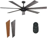 Parrot Uncle Ceiling Fans with Remote Control Black Ceiling Fan without Light 72 Inch Farmhouse Ceiling Fan No Light Outdoor Ceiling Fans for Patios Covered, Gray/Cherry