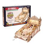 ROKR Wooden Model Kits for Adults to Build 3D Puzzles Pinball Machine Marble Run Arcade Pinball Game Classic Retro Toy Christmas Fun Gift for Kids 482pcs(EG01)