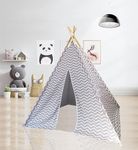 Teepee Tent for Kids Indoor Outdoor Game, Collapsible Kids Play Tent White Tipi Tents Canvas Playhouse for Girls & Boys (Grey&White Striature)