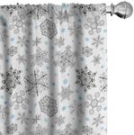 Ambesonne Snowflake Curtains, Lace Style Arrangement of Snowflakes Winter Season Christmas Illustration, Window Treatments 2 Panel Set for Living Room Bedroom, Pair of - 28" x 84", Blue Black White