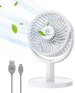 Mini Desk Fan, USB Powered Desktop Fan with 4 Speeds, Small but Powerful Strong Airflow Work Quiet, 310° Adjustment, Portable Personal Air Circulator Fan for DesktopTable Office Bedroom (White)