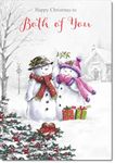 doodlecards To Both of You Christmas Card Two Snowmen Medium Size with Plain Envelope