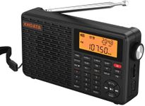 XHDATA D-109 Portable Radio Stereo AM/FM/SW/LW Digital Vintage Radio with 3.5mm Earphone Jack Bluetoth Radio Alarm Clock Powered by Rechargeable Battery with Temperature Mode