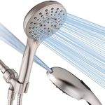 BRIGHT SHOWERS High Pressure Shower Head with Handheld, 9 Spray Settings Showerhead Built in Power Wash to Clean Tub and Pets, Extra Long 69" Hose, Adjustable Bracket, Brushed Nickel