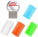 5 PCS Hair Nit Combs Double Sided Plastic Fine Tooth Head Lice Combs Stainless Steel Metal Nit Comb for Kids, Adults & Pets