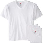 Hanes Men's Tall Man V-Neck T-Shirt (Pack of 3), White, 4XL/Tall