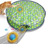 Giociv Interactive Cat Toys Ball Fast Rolling in Pouch, Motion Activate Chirping Cat Toy Hide and Seek Mouse Catching Game (Halloween Party)