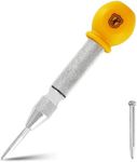 MulWark 5" Spring-Loaded Automatic Steel Center Hole Punch Marker Scriber For Wood, Metal, Plastic, Car Window Puncher Breaker Tool-With Palm Cushion Cap, Adjustable Impact-A Replacement Tip Included