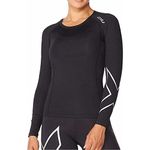 2XU Women's Core Compression Long Sleeve, Black/Silver, Medium