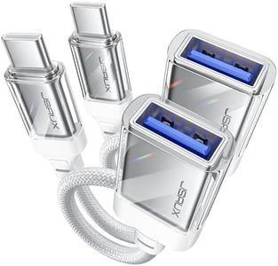 JSAUX USB C to USB 3.0 Adapter [0.5ft 2 Pack], Type C OTG Cable USB C Male to USB A Female Compatible with MacBook Pro/Air, iPhone 16 Pro Max/16 Plus/16e/15, Samsung Galaxy S25/S24/S23