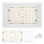 LQS Undermount Kitchen Sink, 2818 Granite Composite Kitchen Sink, Single Bowl Kitchen Sink, White Kitchen Sink With Accessories, Deep Kitchen Sink