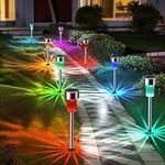 Joomer Solar Pathway Lights, 16 Pack Solar Lights Outdoor 7 Color Changing LED Landscape Lighting Waterproof Stainless Steel Solar Garden Lights Stake Lights for Pathway Walkway Patio Yard Driveway