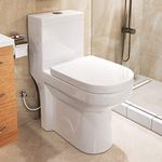 HOROW HWMT-8733 Small Toilet 25" Long x 13.4" Wide x 28.4" High One Piece Short Compact Bathroom Tiny Mini Commode Water Closet Dual Flush Concealed Trapway