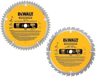 DEWALT 10-Inch Miter Saw Blades/Table Saw Blades, 2-Blade Combo, 60-Tooth & 32-Tooth Pack (DW3106P5)