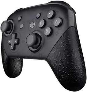 eXtremeRate Textured Black Replacement Handle Grips for Nintendo Switch Pro Controller, 3D Splashing DIY Hand Grip Shell for Nintendo Switch Pro - Controller NOT Included