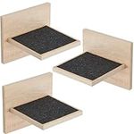 NOVECRAFTO Wall Mounted Cat Steps Set Of 3 Beige Sonoma Oak Color Square Steps 7.8'' (20cm) Wide, Suitable For Large Pets Holds up to 20kg | Durable Cat Shelves With Traction Fabrics