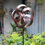 HDNICEZM Solar Wind Spinner Improved 360 Degrees Swivel Multi-Color LED Lighting Glass Ball with Kinetic Wind Spinner Vertical Metal Sculpture Stake Construction for Outdoor Yard Lawn & Garden.