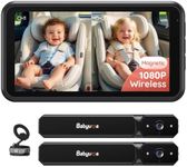 Babyvue Wireless Dual Car Camera Baby Monitor with Magnetic for 2 Kids | Split-Screen, Quick Setup,1080P HD, Night Vision, Adjustable Brightness, USB-Powered Monitor for Twins, Newborns