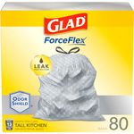 Glad ForceFlexPlus Tall Kitchen Drawstring Trash Bags - Unscented -13 Gallon - 80 Count