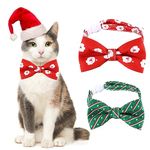 Yoolhamy 2 Pcs Christmas Cat Collar, Adjustable Pet kitten Collars breakaway with Bow Tie Green and Red Xmas Decoration for Puppy Dogs Supplies