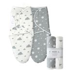 Imperial Rooms Grey Swaddle Blanket 0-3 Months 100% Soft Organic Cotton Swaddles for Newborn – Pack of 2 Baby Swaddle Blanket for Boy and Girl Baby Wrap