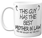 Stuff4 This Guy Has The Best Mother in Law Mug - Mother in Law Gifts, 11oz Ceramic Dishwasher Safe Coffee Mugs - Son in Law Gifts for Birthday, Christmas Day, Secret Santa, Cup - Made in UK