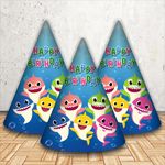 Party Baazaar Baby Shark Caps for Birthday Theme Party | Birthday Caps for Kids | Birthday Celebration Party Caps | Party Hats for Kids Birthday | Cap for 1st Birthday (Pack of 10)