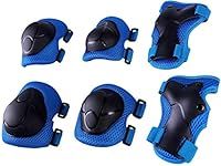 Kids Protective Gear Set 6 in 1 Knee Elbow Pads Wrist Guards Children Protection Safety Roller Bicycle Skateboard Inline Skating Scooter Multi Sports for Boys Girls Age 3-8