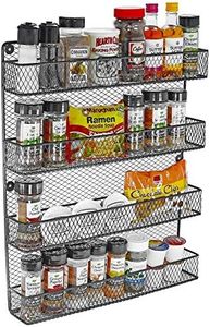 Southern Homewares Wall Mount Spice Rack Kitchen Storage Shelf Holder 4 Tier Rack Space Saving Organizer Black