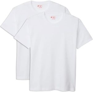 Hanes H5355 Men's Short Sleeve V-Neck T-Shirt, Set of 2, 100% Cotton, Round Body, Tagless Specifications, 2P Japan Fit V-Neck T-Shirt, Underwear, white, M