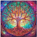 Mys Aurora Wooden Puzzles, Mandala Tree of Life 200 Piece Puzzles for Adults and Kids, Unique Shaped Animal Wooden Jigsaw Puzzle for Birthday Gift, Family Game 11.2 x 11.2 Inch