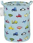 FANKANG Storage Bins, Nursery Hamper Canvas Laundry Basket Foldable with Waterproof PE Coating Large Storage Baskets for Kids Boys and Girls, Office, Bedroom, Clothes,Toys(car)