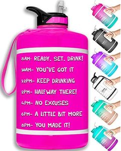 NatureWorks HydroMATE Gallon Water Bottle with Straw BPA FREE Leak Proof Reusable Water Bottle with Times to Drink Marked Hourly 128 oz