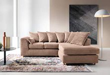 Abakus Direct Right Hand Corner Sofas for Living Room - Stylish Jumbo L Shaped Sofa with Water Repellent Jumbo Cord | Contemporary Chaise Lounge Sofa Corner in Brown | 212Wx164Dx78H