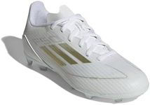 adidas F50 League Firm/Multi Ground Sneaker, White/Gold Metallic/White, 12 US Unisex Little Kid