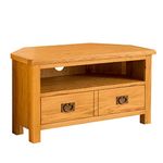 Lanner Oak Corner TV Stand Unit for Living Room or Bedroom | Roseland Furniture Traditional Rustic Waxed 90 cm Solid Wood Television Cabinet Suitable for TVs up to 40 inches | Fully Assembled