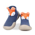 Cheerful Mario Baby Sock Shoes Baby Boys Girls First Walking Shoes Pre Walkers Toddler Sock Shoes Non Slip Soft Sole Fox 18-24 Months