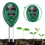 Soil Moisture Meter, Soil pH Meter, 3 in 1 Plant Soil Testing Kit Soil Moisture/Light/pH Tester for Garden Care, Farm, Lawn, Indoor & Outdoor pH Testing(No Battery Required)