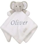 Personalised Baby Girl Boy Comforter Blanket Unicorn Elephant Bear (White Elephant)