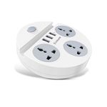 Goldmedal Zippo 1.5 Meter Cable Power Strip with 3 Charging USB Ports, Master Switch with Indicator, 3 Outlet International Socket, Compatible with All Devices, Pack of 1 for Home & Office (White)