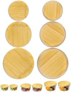 TERESRY Replacement Wooden Lids for Pyrex, Anchor Hocking Glass Containers 7200 * 2 7201-PC*2 7402-PC*2, Bamboo Lids for Pyrex 2Cup 4Cup 7Cup Glass Bowls, Bowl Covers 6 Pack