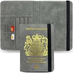 REPEAK Passport Holder Travel Essentials - Holiday British Passport Wallet RFID Blocking Card & SIM Holder Cover Accessories Organiser (Grey)