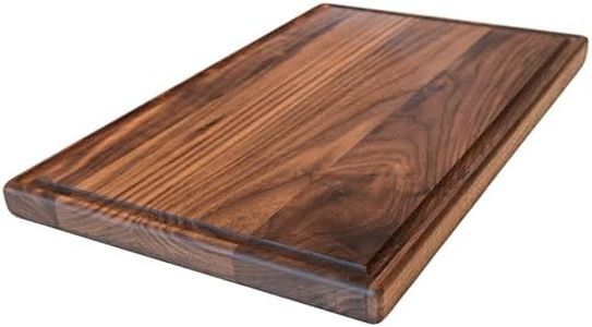 Made in USA Black Walnut Wood Cutting Board by Virginia Boys Kitchens - Butcher Block Wooden Carving Board with Juice Well made from Sustainable Hardwood (17x11)